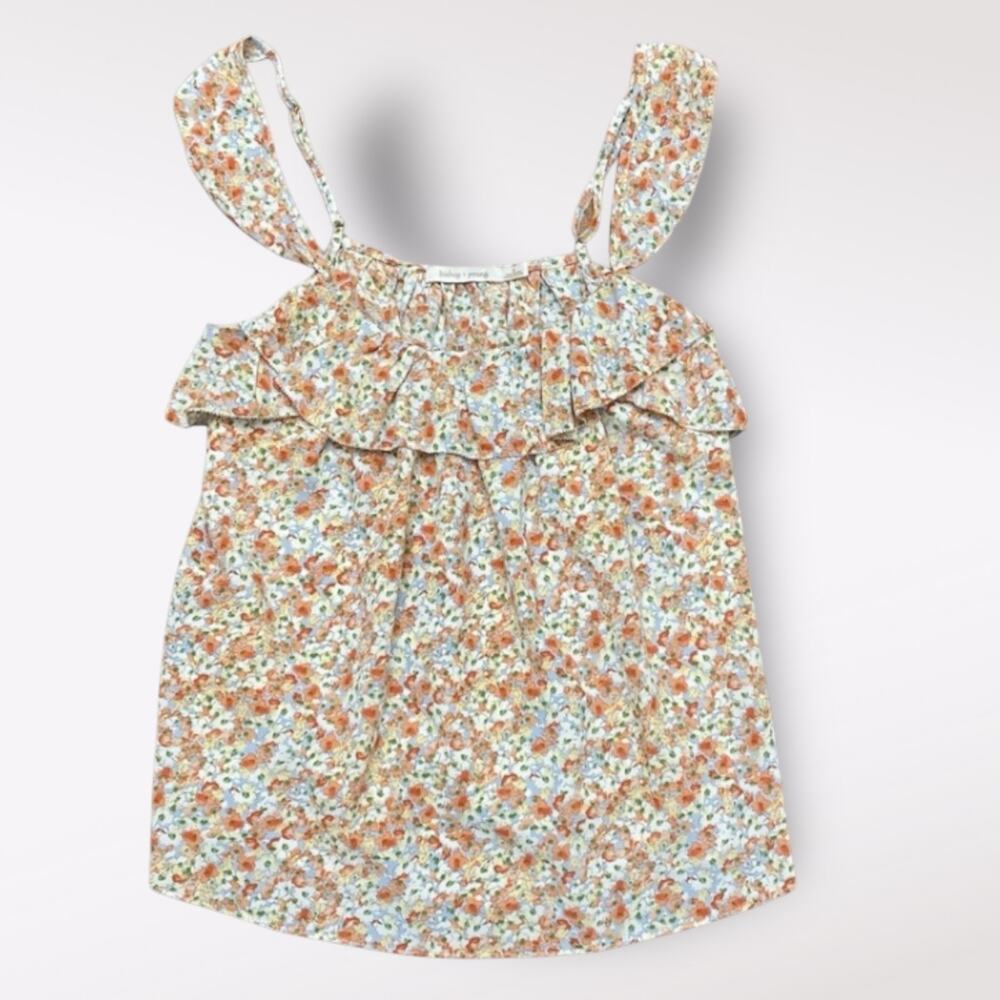 Bishop + Young Floral Romance Ruffle Strap Top Size S Boho Cottagecore Summer